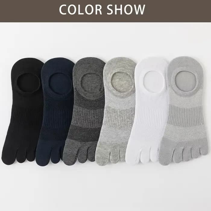 3 Paires de chaussettes anti-odeur respirantes à 5 orteils pour hommes – Chaussettes d'été en maille de coton fine avec séparateur d'orteils pour l'absorption de la sueur 