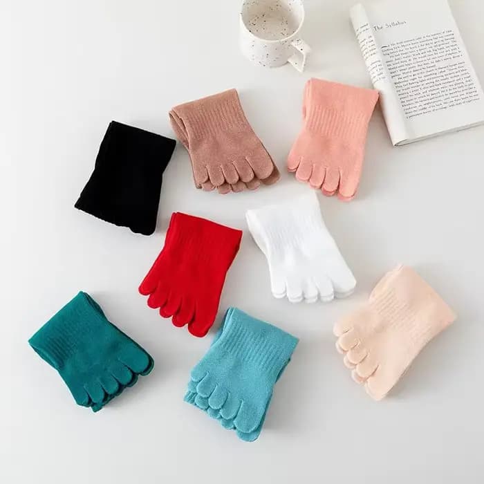1 paire de chaussettes pour femmes en coton biologique à cinq doigts