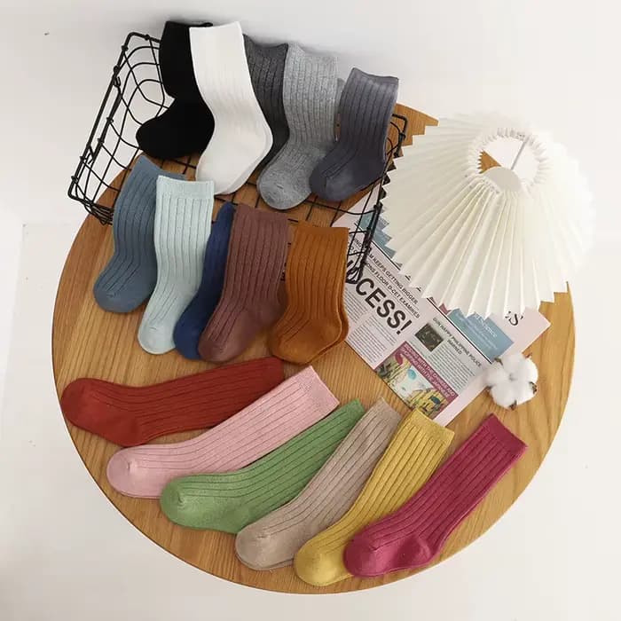 Chaussettes longues hautes en coton pour bébés garçons et filles