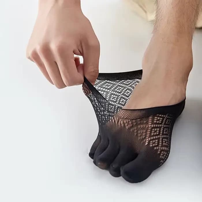 Chaussettes d'été à orteils en maille ajouré, absorbant la sueur, bateau, chaussettes courtes à la cheville, respirantes à cinq doigts