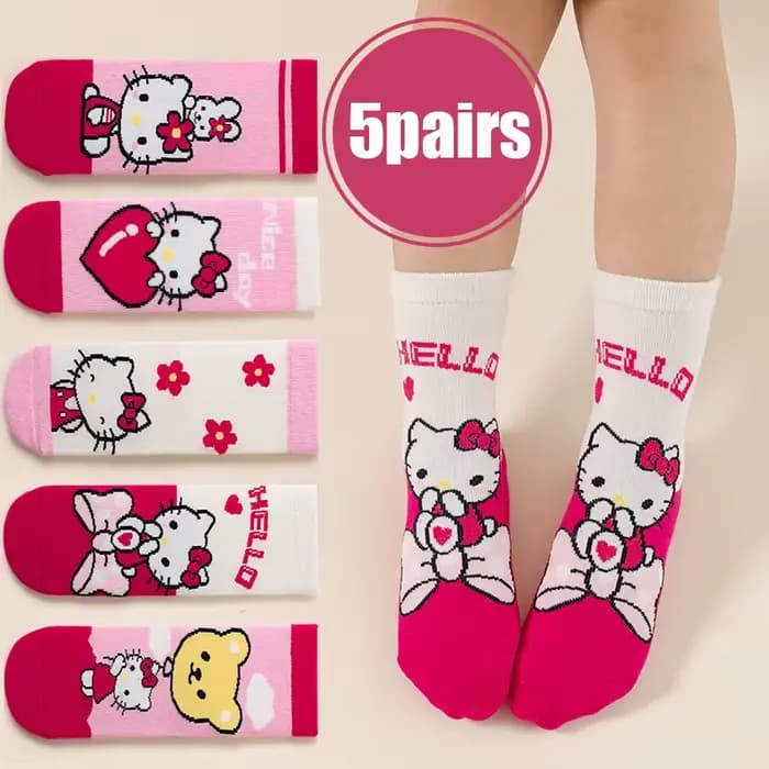 Chaussettes pour filles Hello Kitty mignonnes