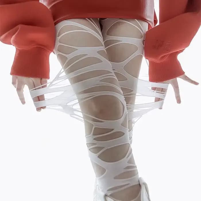 Collants résille déchirés à la mode pour femmes-bas Punk fendues