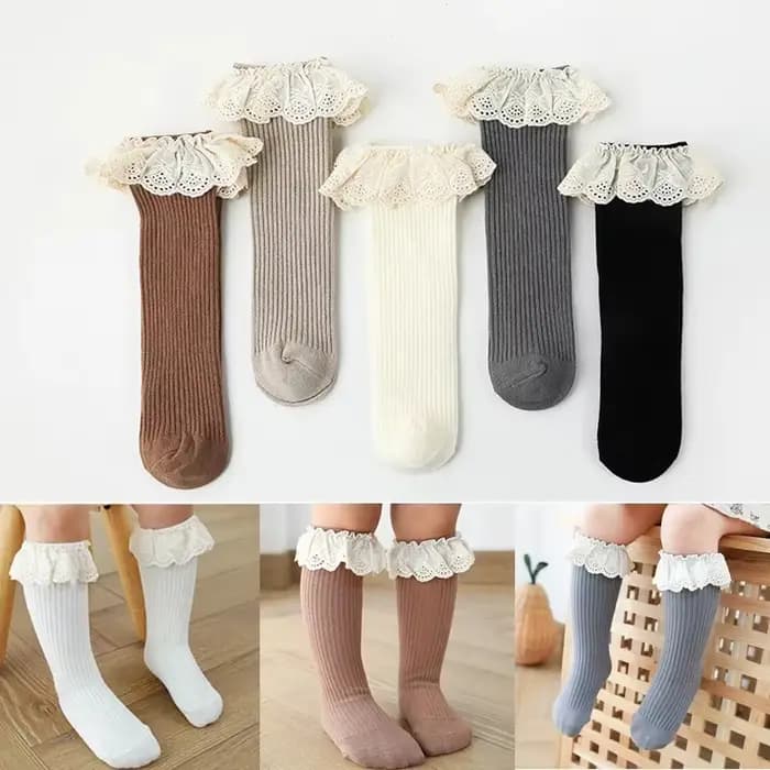 Bébé filles genou chaussettes hautes longues enfants doux coton dentelle trucs princesse