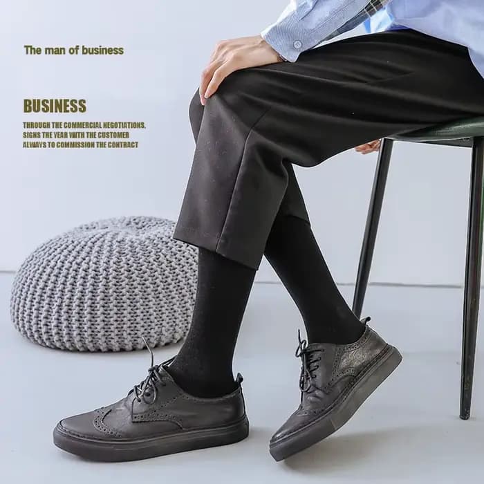 Chaussettes longues pour hommes de marque, décontractées, en coton peigné, classiques, unies, pour affaires, cadeau de fête ou de mariage, confortables, noires, Sokken
