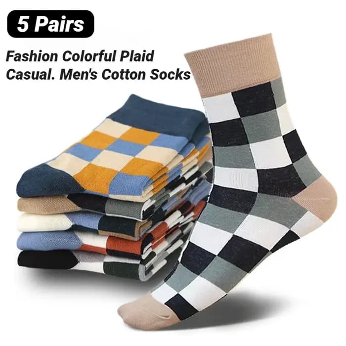 Lot de 5 paires de chaussettes pour hommes en coton peigné