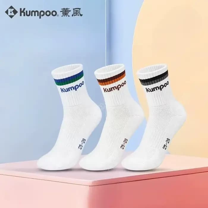 3 paires kumpoo Chaussettes de sport mi-mollet pour tennis et badminton