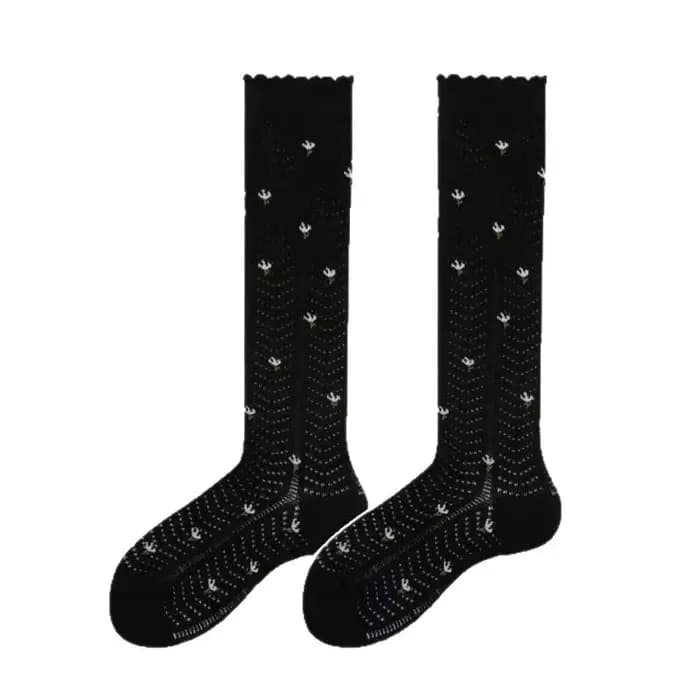 Chaussettes coréennes rétro en dentelle florale pour femmes