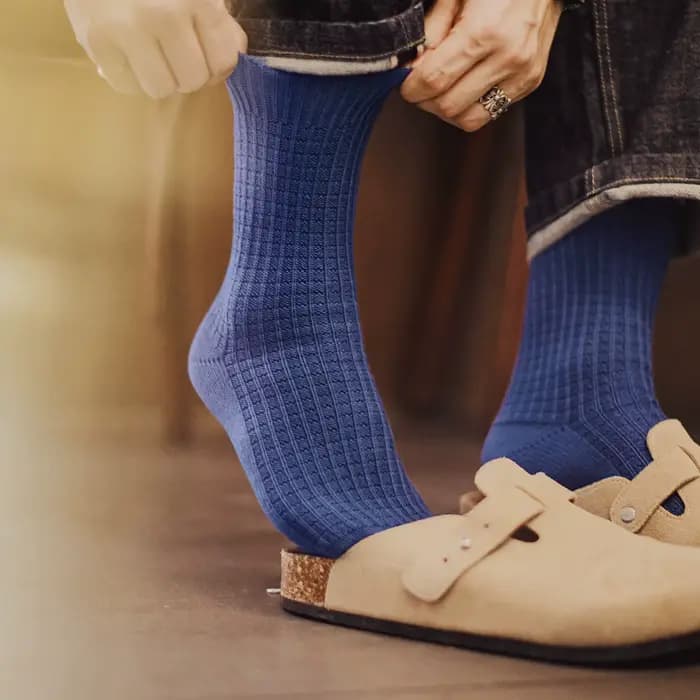 Maden – chaussettes mi-mollet tissées gaufrées pour hommes