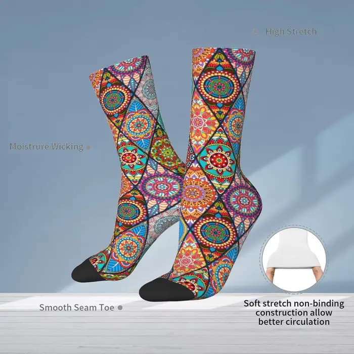 Chaussettes bohèmes colorées pour femmes et hommes