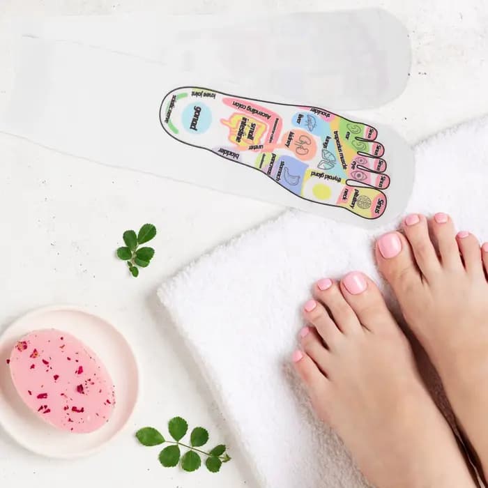 1 Paire de Chaussettes de Réflexologie pour Massage des Pieds, en Coton, avec Points d'Acupression, pour Hommes et Femmes, Santé des Pieds, Énergie des Méridiens