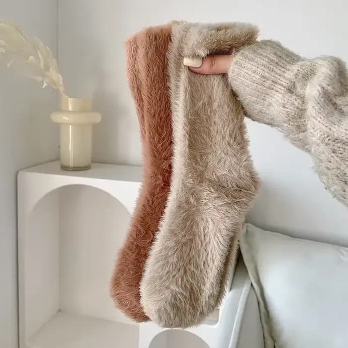 Chaussettes longues en laine de vison pour femmes
