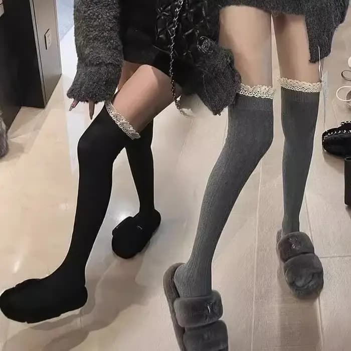 Lolita-Chaussettes longues en dentelle sexy pour femmes