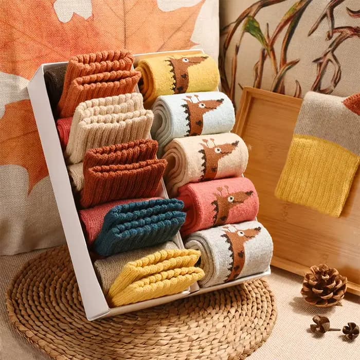 Chaussettes en coton thermique pour femme