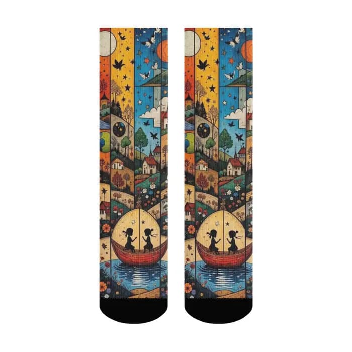 Illustrations patchwork de conte de fées Chaussettes drôles pour hommes Nouveauté d'Halloween