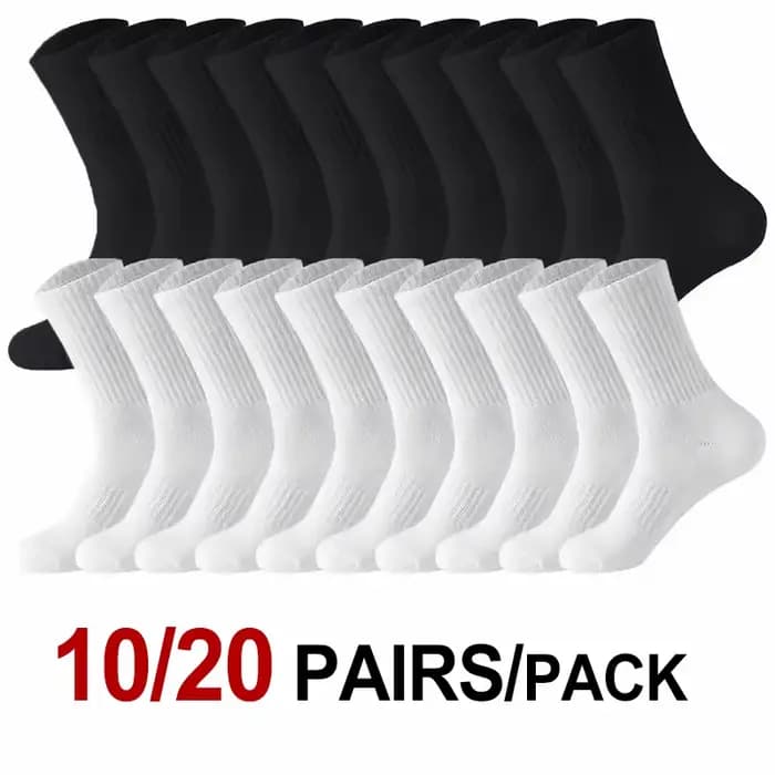 10/20 paires de chaussettes de sport à col rond de couleur unie neutre