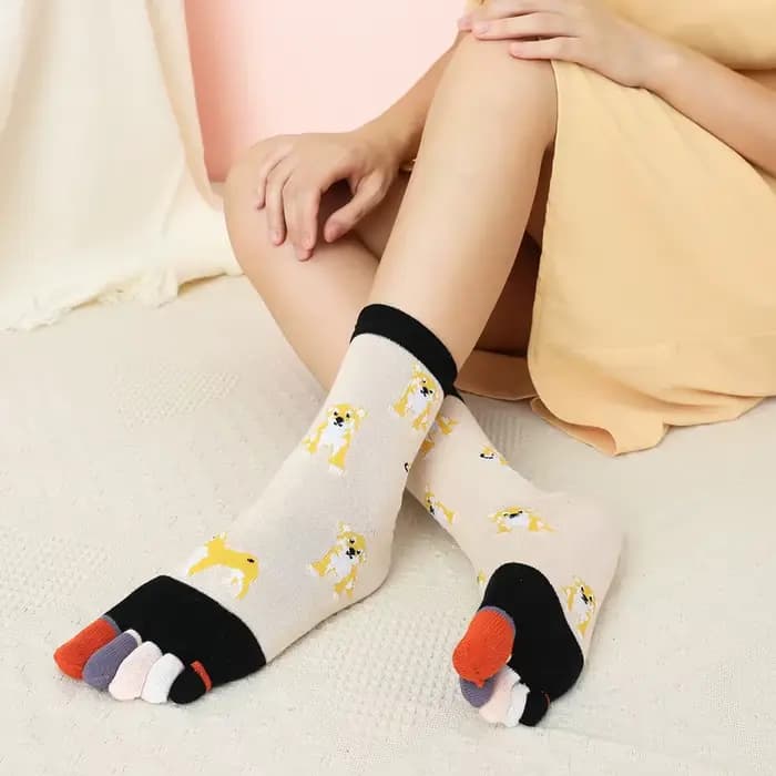 Chaussettes colorées à cinq doigts pour femmes