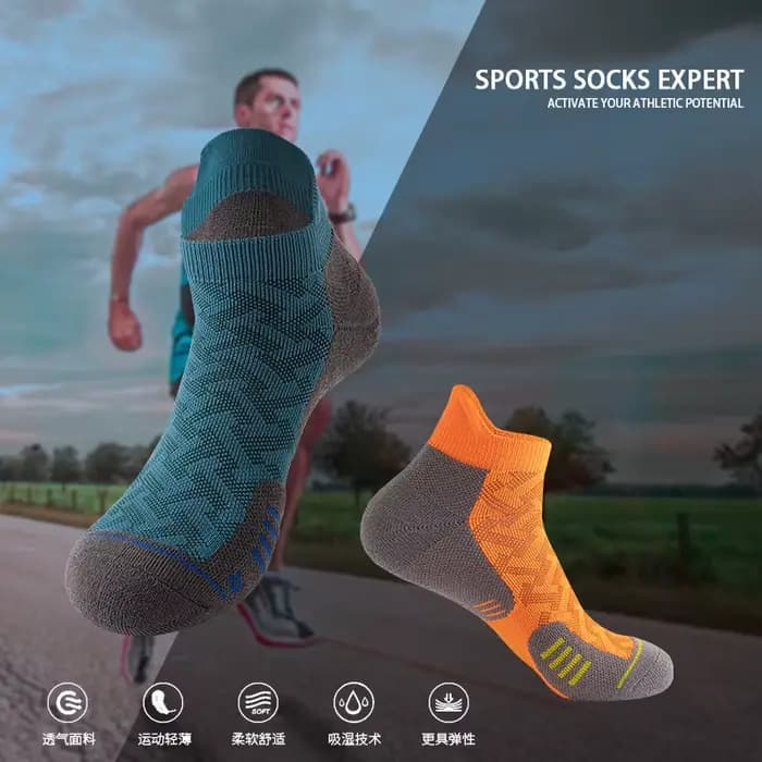 1/2/3 paires de chaussettes de course Marathon professionnelles Sports de plein air Fitness épaissi rembourré Tube court coupe basse bateau cheville chaussettes