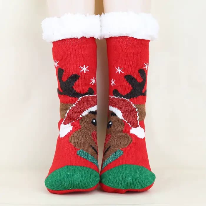 Chaussette femme printemps été épaissi polaire maison tapis de couchage chaussettes noël confortable dames