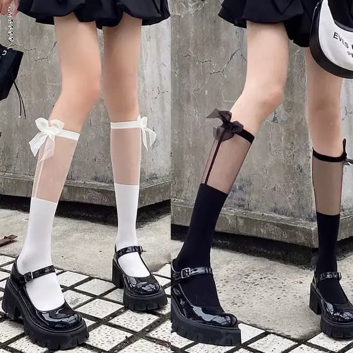 Chaussettes mi-mollet épissées transparentes pour filles