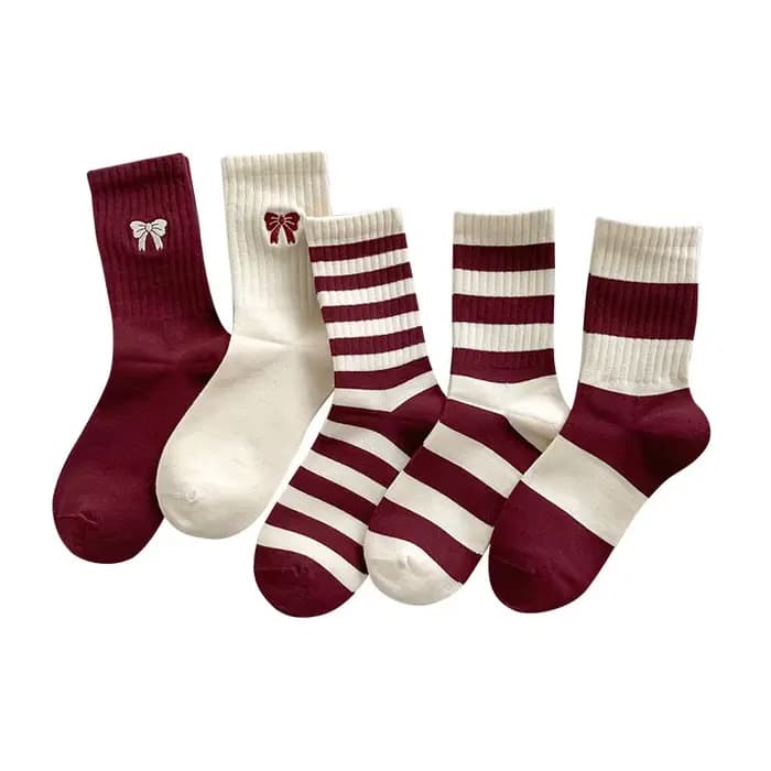 5 paires de chaussettes mi-mollet rayées à la mode pour femmes – Confort toutes saisons