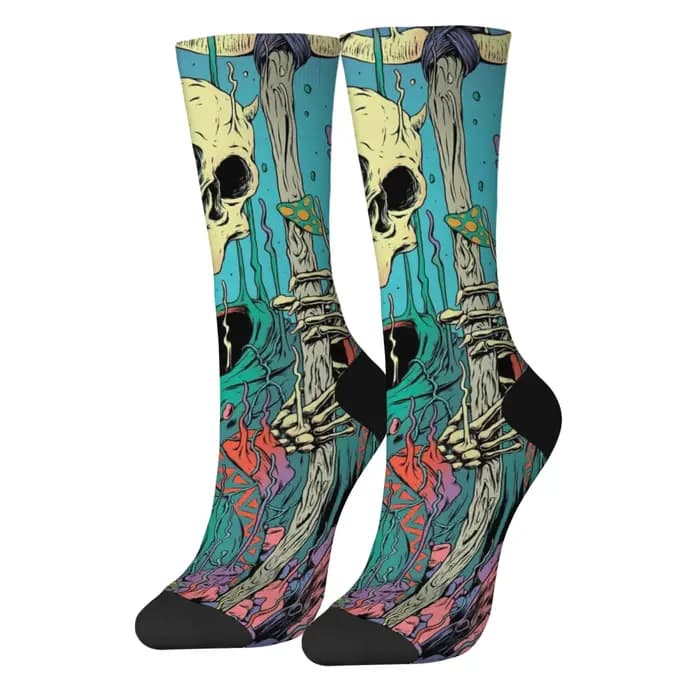 Chaussettes jarretelles décontractées de style rétro psychédélique Harajuku