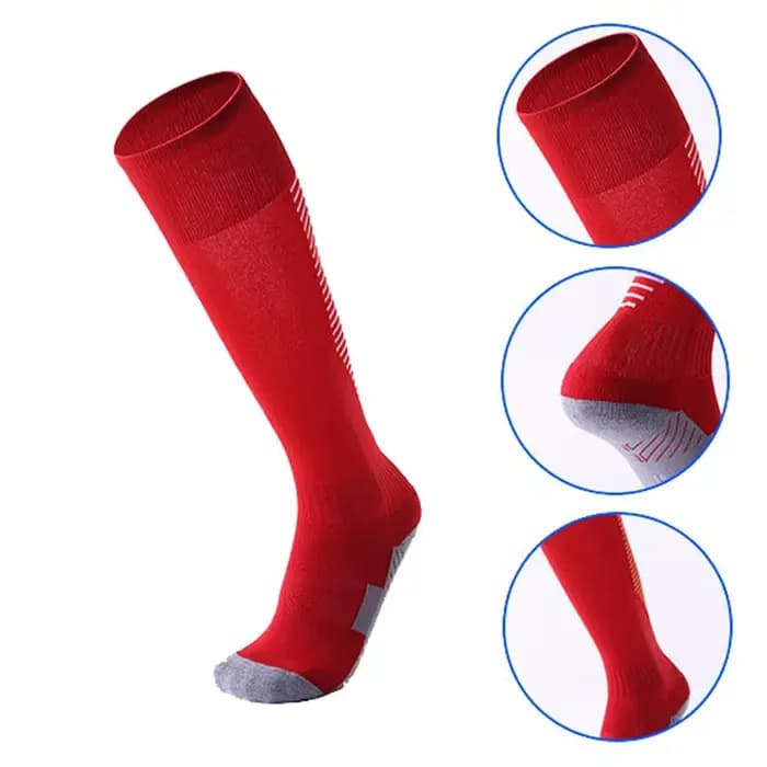 Chaussettes thermiques de sports d'hiver professionnels pour hommes et femmes, chaussettes longues de ski, chaussettes de cyclisme VTT en plein air, bas de course et de football, noir et rouge