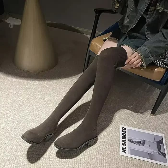 Printemps automne chaussette élastique dames genou haute arbre chaussures tendance 2025 chaussures hiver nouveauté en Promotion Gyaru femmes bottes longues