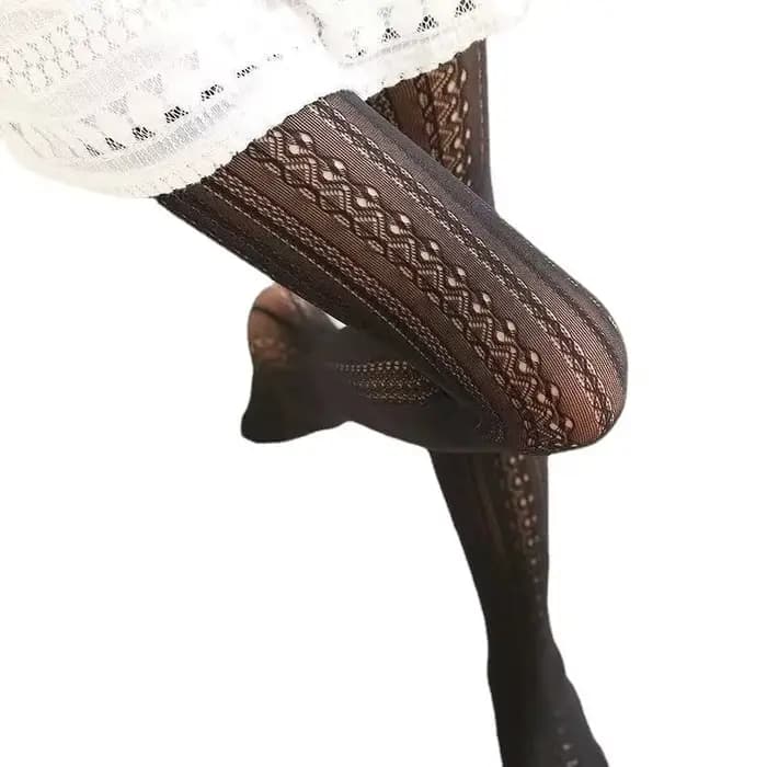 Collants en coton tricoté en dentelle pour femmes et filles