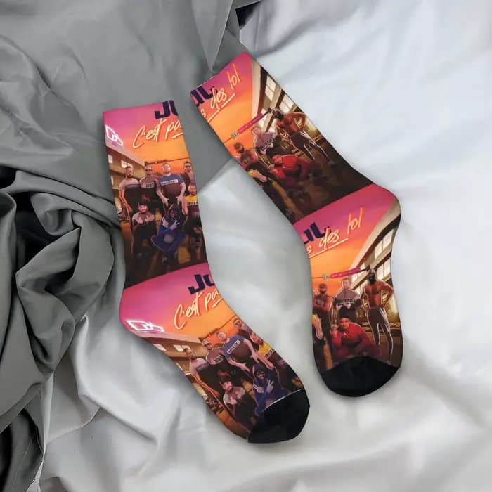 Personnalisé JUL rappeur musique chanteur français hommes chaussettes d'équipage unisexe amusant printemps été automne