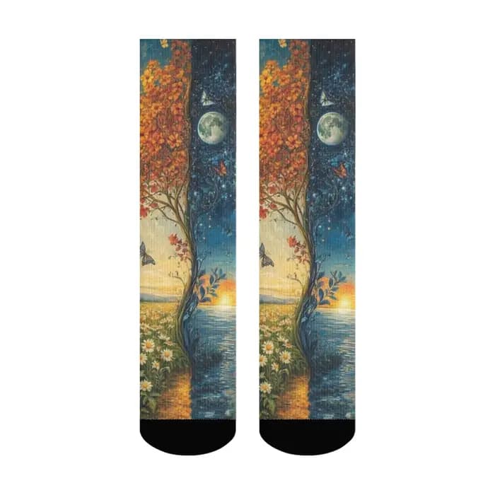 Jour et nuit art peinture chaussettes rue Hip-Hop Style nouveauté drôle hommes