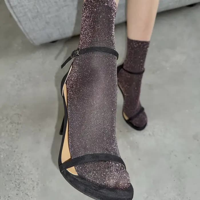 5 paires de chaussettes d'été à paillettes pour femmes