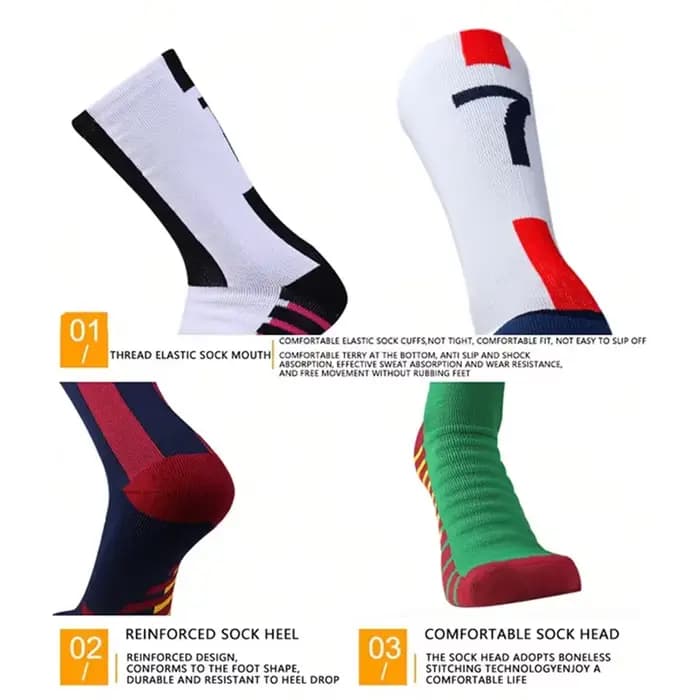 Chaussettes de sport pour hommes en coton respirant