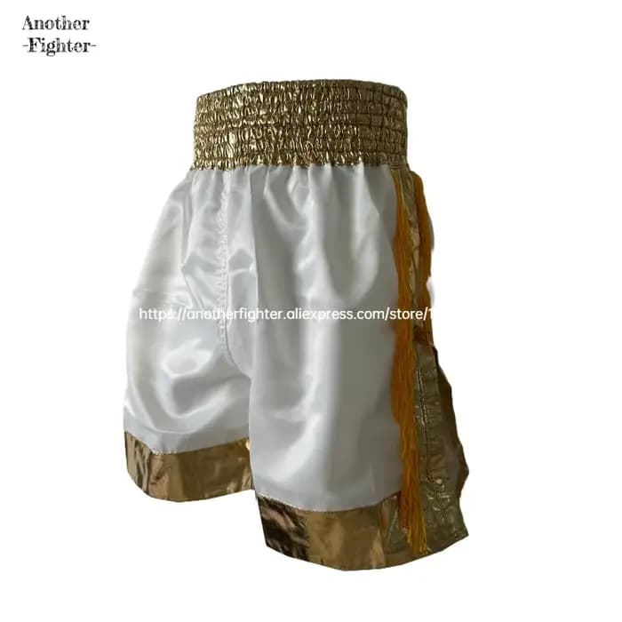 Short Muay Thai short de boxe uni hommes femmes enfants glands dorés Kickboxing Cage short de combat solide vêtements d'arts martiaux