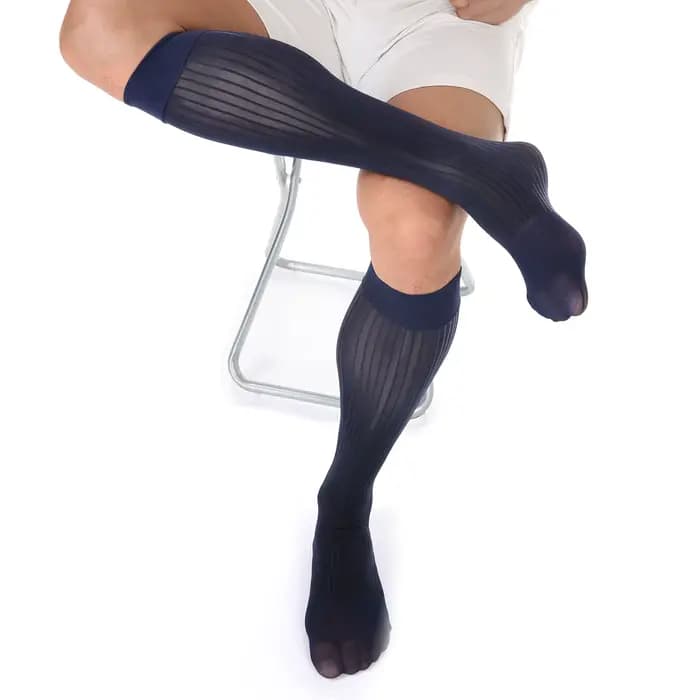 Hommes soyeux cheval huile brillant bas chaussettes en Nylon homme Sexy Ultra-mince transparent longues affaires