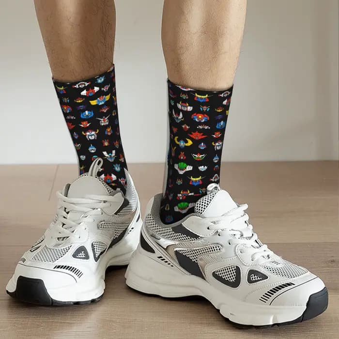 Custom Ufo Robot Logo Dress Socks for Men Women Warm Fashion Novelty Goldorak G-Grendizeres Mazinger Z Crew
