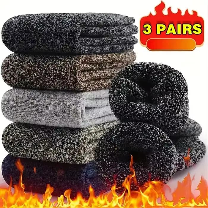3 paires hiver chaud épais serviette bas homme chaussettes laine mâle
