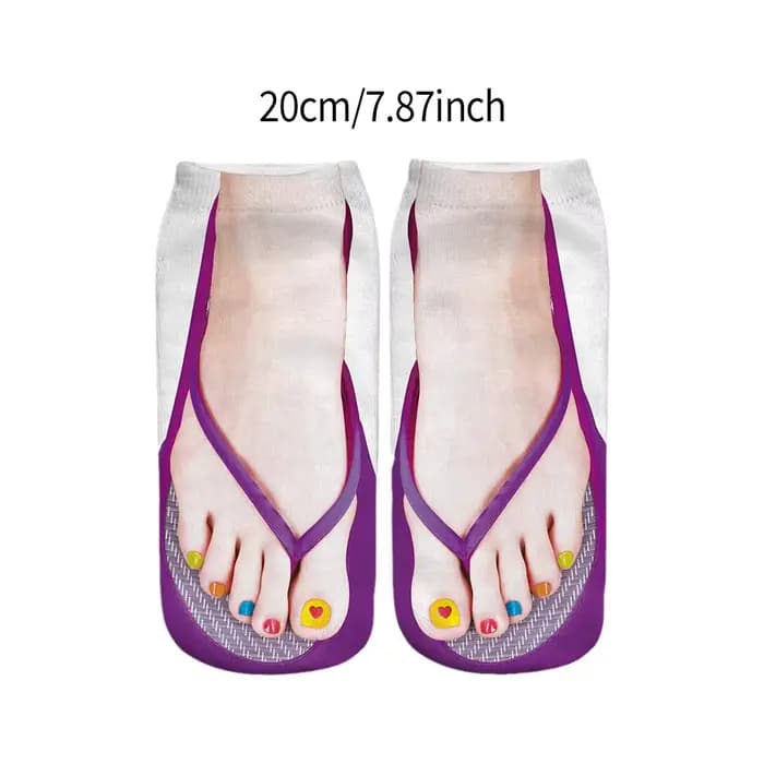1 paire de chaussettes tongs à motif imprimé en 3D