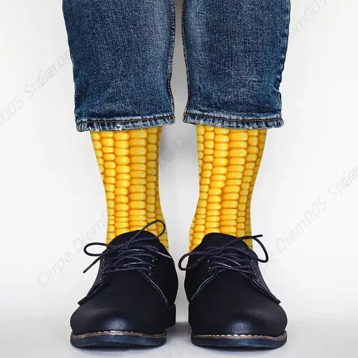 Chaussettes amusantes en épis de maïs pour hommes et femmes