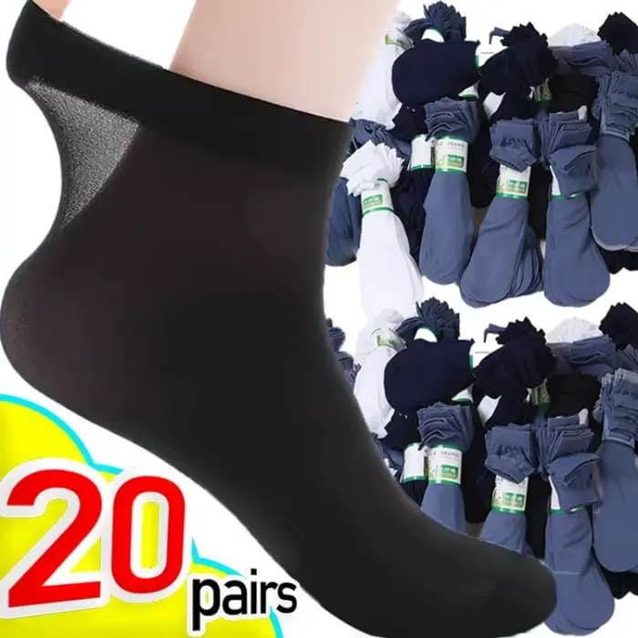 Chaussettes d'été en soie Anti-accrochage pour hommes, chaussettes fines en Fiber de bambou Anti-odeur pour garçons, chaussettes courtes en soie glacée respirantes à haute élasticité pour printemps