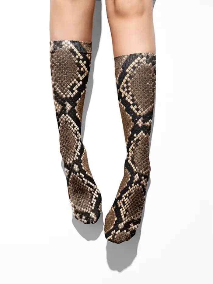Chaussettes mi-longues à imprimé léopard pour femmes