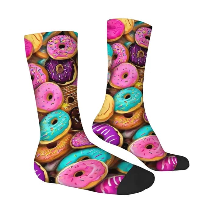 Chaussettes amusantes pour hommes en forme de donut