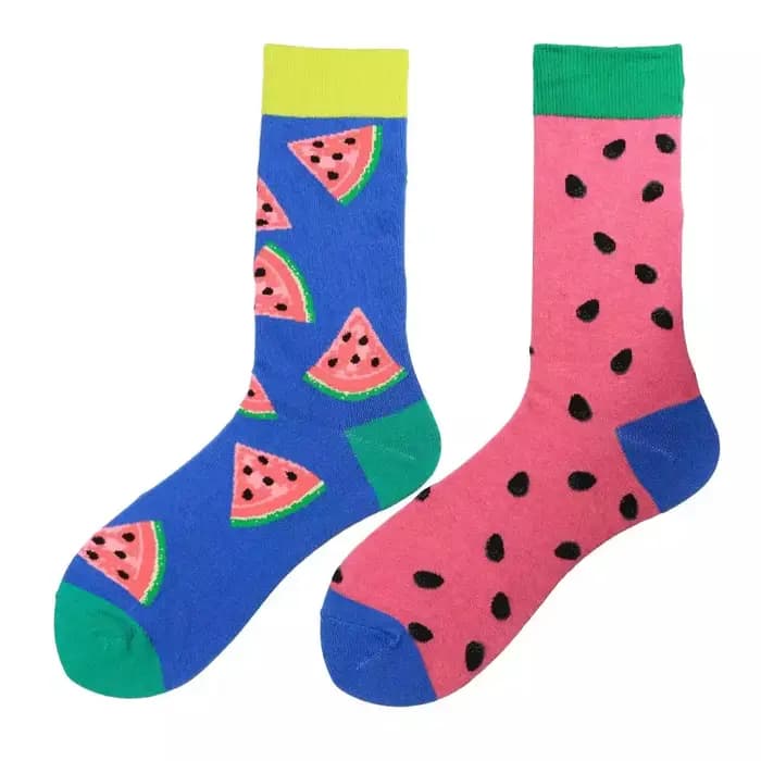 Chaussettes Harajuku pour hommes avec impression drôle AB asymétrique mode