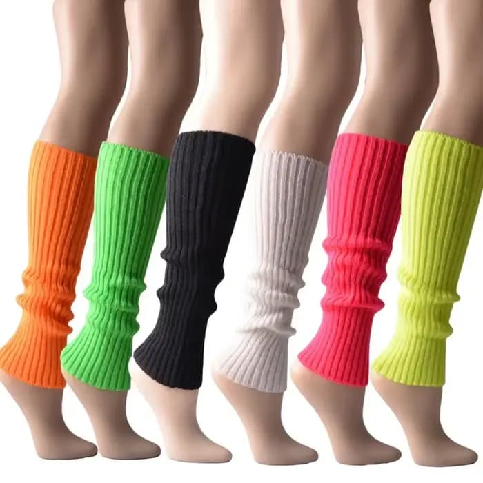 Jambières en tricot de couleur néon pour femmes des années 80