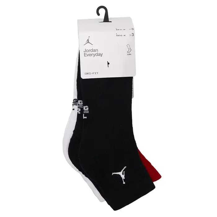 Nike (Nike) Jordan chaussettes unisexes trois paires Pack sport simple confortable respirant mi-mollet chaussettes entraînement fitness chaussettes course chaussettes décontractées Dx9655-902