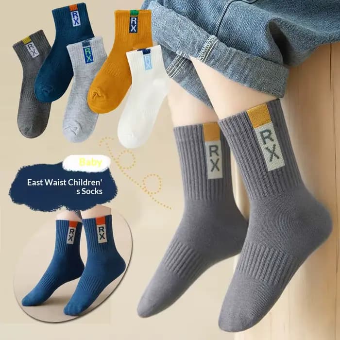 5/10 paires de chaussettes pour enfants, chaussettes de printemps, d'automne et d'hiver pour garçons avec lettres RX, chaussettes de sport pour étudiants, respirantes et confortables