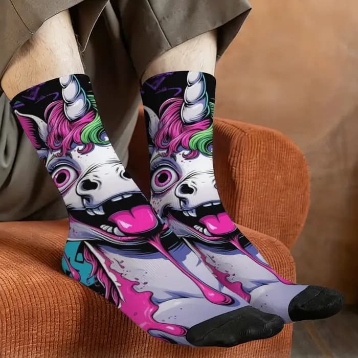 Street Graffiti Licorne Hip-Hop Chaussettes Style Harajuku Nouveauté