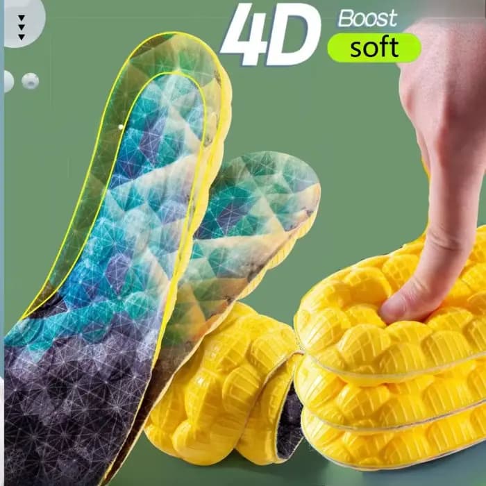 Semelles intérieures de sport nuage 4D pour chaussures de course, semelle en PU, coussin d'absorption des chocs doux et respirant, soins orthopédiques, Support de voûte plantaire, coussinets de pieds