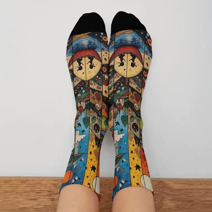Illustrations patchwork de conte de fées Chaussettes drôles pour hommes Nouveauté d'Halloween
