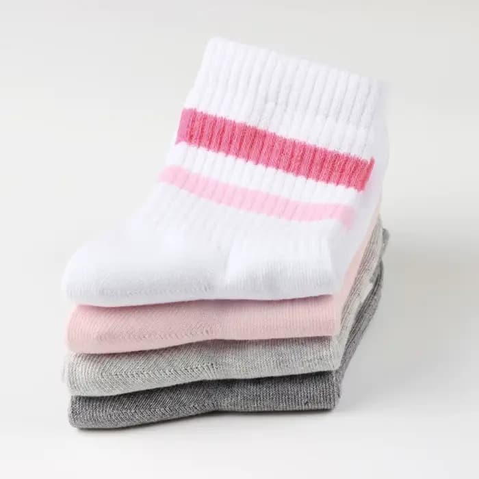 4 paires de chaussettes de sport longues pour filles roses