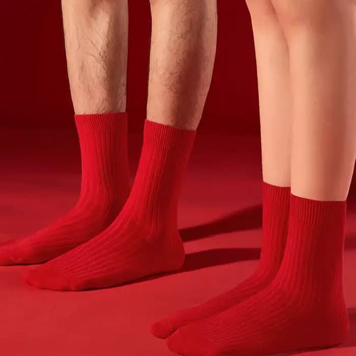 5/10 paires de chaussettes pour femmes, rouge et bordeaux, festives, confortables, respirantes, évacuant l'humidité